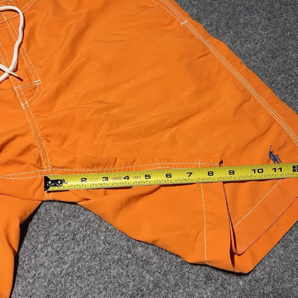 Vintage Polo Ralph Lauren Swim Shorts Mens Large Orange Lined Trunks Pony Logo